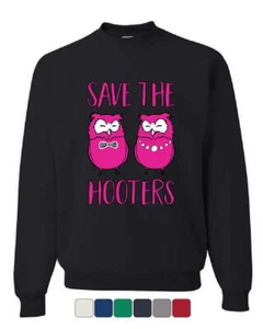 Save the Hooters Sweatshirt Breast Cancer Awareness Cancer Sucks Sweater - Picture 1 of 8