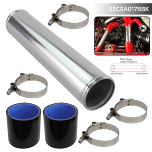 Aluminium Ladeluftkühler Turborohr 63mm 2.5" + Silikonschlauch mit T-Klemmen - Picture 1 of 9