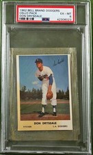 1962 BELL BRAND DODGERS UNOPENED CELLO PACK DON DRYSDALE #53   PSA 6