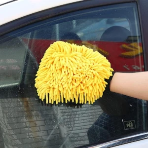 Dual-Sided Car Wash Mitts，Car Microfiber Chenille Gloves Thick Cleaning Mitt Scr - Picture 1 of 12