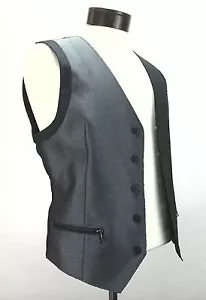 BAR III Vest Gray Metallic Club Party Fashion 5 button ZIP POCKETS Men's S $125 - Picture 1 of 7