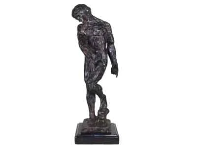 Estatua escultura Adam por August Rodin bronce real sobre base de mármol 14,57 pulgadas Foto 1 de 4