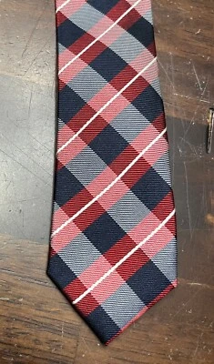 Corbata de cuello a cuadros roja blanca y azul Zara Man 59 1/4 pulgadas de largo 2 pulgadas de ancho Foto 1 de 3