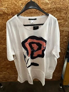 SARA LINDHOLM Damen T-Shirt Baumwolle weiß mit Print Größe 54 NEU - Bild 1 von 3