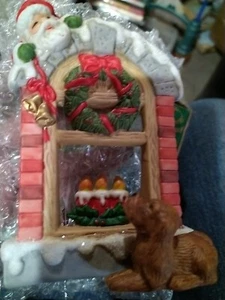 Christmas Puppy's Surprise Votive candle holder Santa Spotted by Rover Beauti E5 - Picture 1 of 1