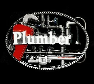 Plumber Belt Buckle, Skilled Tradesman, Pipes Plumbing, Worker, Dragon Designs - Picture 1 of 4