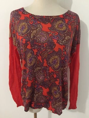 Suéter Ann Taylor LOFT Corte Suelto Cuello Barco Naranja, Tostado y Púrpura Talla XS Foto 1 de 4