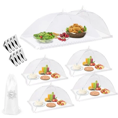 Cubiertas de malla para alimentos exteriores paquete de 6, 2 (40x24") 4 (17x17") 8 clips de mantel Foto 1 de 4