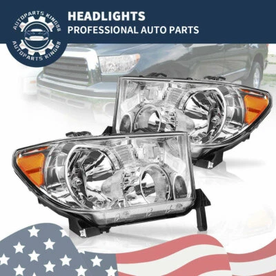 Headlights Assembly For 2007-2013 Toyota Tundra 08-17 Sequoia Headlamps LH+RH - Image 1 of 4