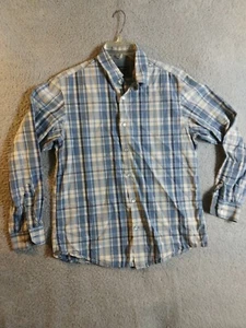 Banana Republic Long Sleeve Button Up Shirt Mens Large 16 -16 1/2 Blue Striped - Picture 1 of 12