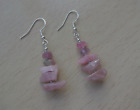 Natural pink TOURMALINE  random pieces drop EAR RINGS St Silver Gift wrapped