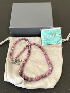 Jay King abgestufte rohe Rubin Perlen Halskette Sterlingsilber Haken 18" - Bild 1 von 2