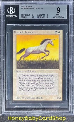 MTG Limited Edition Alpha 1993 Pearled Unicorn BGS 9.0Q+ (Quad+) MINT 93/94 - Image 1 of 4