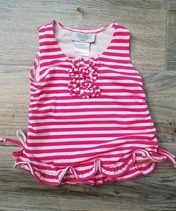 Dew Drops Couture Girls Size 4 Striped Pink White  Shirt Top Ruffle NWOT - Picture 1 of 6