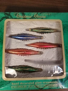 5 Vintage Icicle Classics Glass Christmas Ornaments Mexico Hand Decorated - Picture 1 of 8