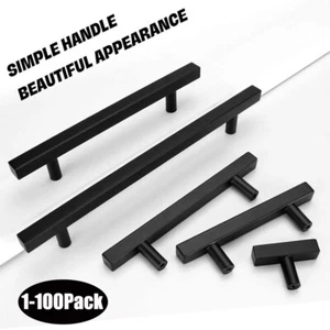 Stainless Steel Kitchen Square Cabinet Handles T Bar Drawer Pulls Black Gold US - Picture 1 of 15