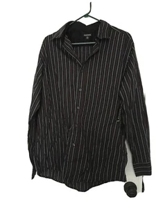 George Men's Striped Casual Long Sleeve Button-Up Shirt Collared Size L 42/44 - Picture 1 of 9