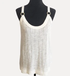 Michael Kors 163340 Women's Sleeveless Bone Ring Strap Tank Top Ivory Sz. S - Picture 1 of 2