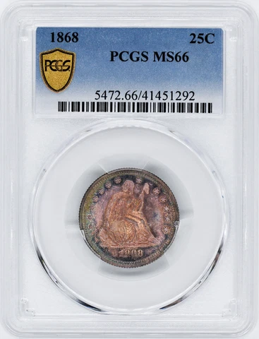 1868 LIBERTY SEATED 25C PCGS MS 66 Cover