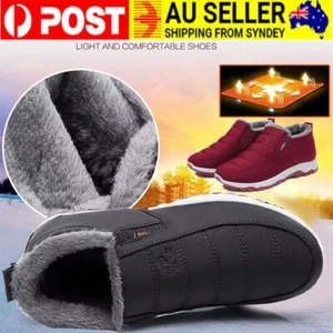 Women Waterproof Warm Fur Lined Snow Ankle Boots Winter Non-slip Slip On Shoes - Picture 1 of 13