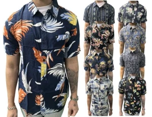 Men's Ex Quicksilver Short Sleeve Hawaiian Shirt Summer Holiday Beach Top S-2XL - Picture 1 of 46