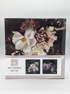 Gift Craft Floral Flower Bouquet Canvas Wall Art Set Of Two 12" x 12" - Picture 1 of 8