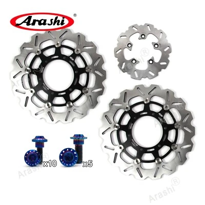 Front Rear Brake Rotor + Bolts for Suzuki GSXR1000 2009 - 2015 2011 2012 2013 - Image 1 of 4