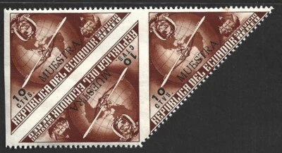 AOP Ecuador 1936 Colón edición 10c triángulo marrón MUESTRA = ESPÉCIMEN bloque MNH Foto 1 de 2