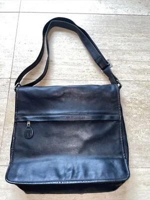 Frye VINTAGE Black Leather Flap Crossbody Messenger Bag - Image 1 of 4