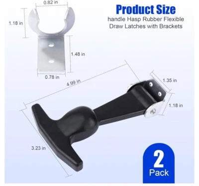 (2) Buyer Products Rubber Hood Latch Bungee Latch Battery Latch W/ Bracket&Pin  - Image 1 of 4