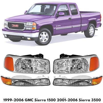 Front Headlight Assembly Kit For 1999-2006 GMC Sierra 1500 2001-2006 Sierra 3500 — 第 1/4 张图片