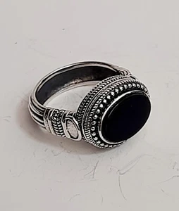 ANELLO UOMO ARGENTO 925 Sterling Chevalier onice solitario inciso Ring Men $ - Foto 1 di 19