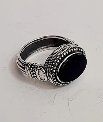 ANELLO UOMO  ARGENTO 925 Sterling Chevalier onice solitario inciso Ring Men $ - Immagine 1 di 4
