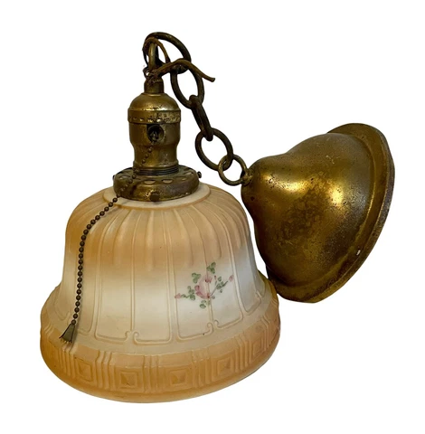 Antique Victorian Brass Pendant Hanging Ceiling light chandelier + Canopy  c Cover