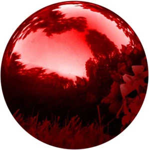25 Cm/10 Inch Garden Sphere Mirror Gazing Ball,Red Stainless Steel Polished Refl - Picture 1 of 6