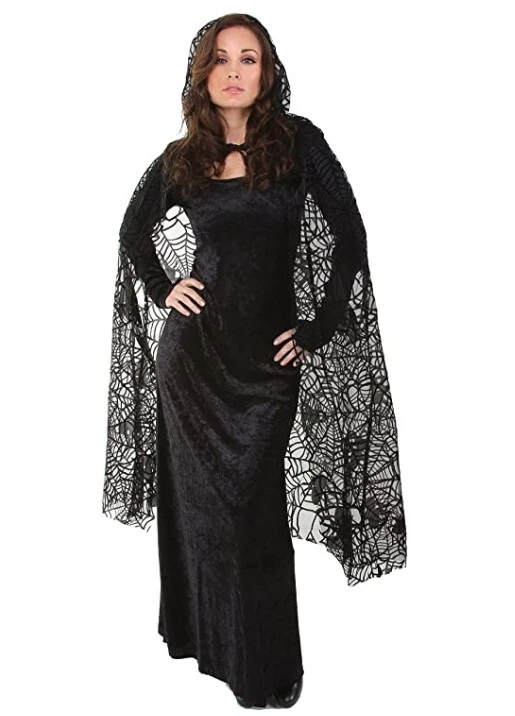 Underwraps Women's 55 Inch Sheer Spiderweb Cape Black One Size