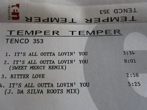 Temper Temper It's All Outta Lovin' You Advance Promo Tape Cassette Single - Picture 1 of 4