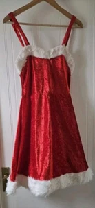 Red Velvet Fur Santa Fancy Dress Costume Size XS With Santa Hat - Picture 1 of 7