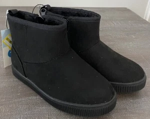 Cat & Jack Girls Arlo Zipper Shearling Style Boots Black Size 12 - Picture 1 of 6