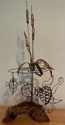 Vintage Abstract Atomic Wire Fish Group Sculpture Mid Century Modern Seascape - Image 1 of 4