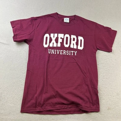 Camisa Oxford University Para Hombre Mediana Borgoña Algodón Cuello Redondo Mangas Cortas Camiseta Foto 1 de 4
