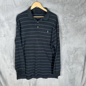 Ralph Lauren Polo Golf Polo Shirt Men's Large Black Cotton Long Sleeve Stripes - Picture 1 of 8