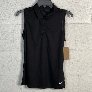 Nike Dri-FIT Victory Sleeveless Golf Polo, black/white small  - Picture 1 of 5