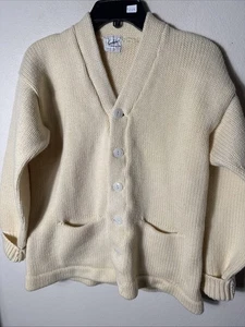Kandahar Cardigan Bert Charon  Beige Virgin Wool Mid Century 40s/50s Vtg S/M? - Picture 1 of 4