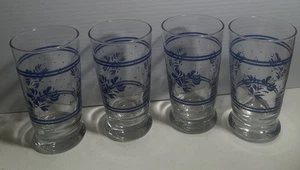 4 Pfaltzgraff Yorktowne Saft Tee Gläser Design Libbey Cottagecore blau geblümt - Bild 1 von 3