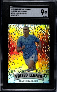 2023 Leaf Special Release #PL-07 Erling Haaland Metal Prized Legend Silver SGC 9 - Picture 1 of 2