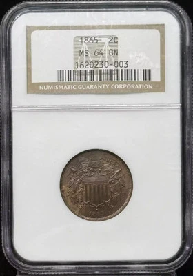 1865 Two cent piece NGC MS-64 BN - Image 1 of 2