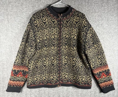 Cárdigan Nomadic Traders Mezcla Lana de Cordero Cremallera Marrón Estampado Forrado Chaqueta Foto 1 de 4