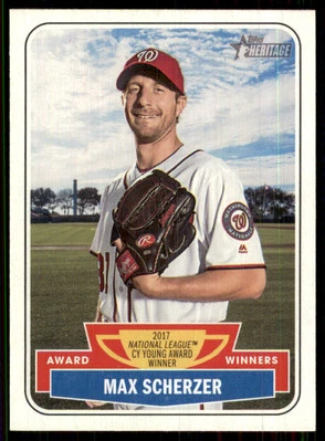 2018 Topps Heritage Award Winners #AW-4 Max Scherzer Washington Nationals - Image 1 of 2