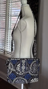 Vera Bradley Pattern Canterberry Cobalt Crossbody Messenger Bag- 10” X 12” - Picture 1 of 9